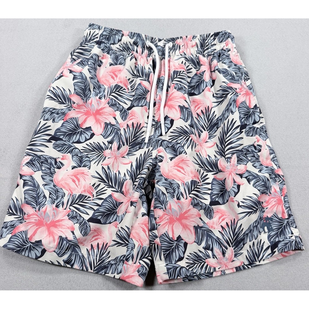 Caribbean Joe Men's Swim Trunks Size Small Blue Floral Tropical Mesh Lined